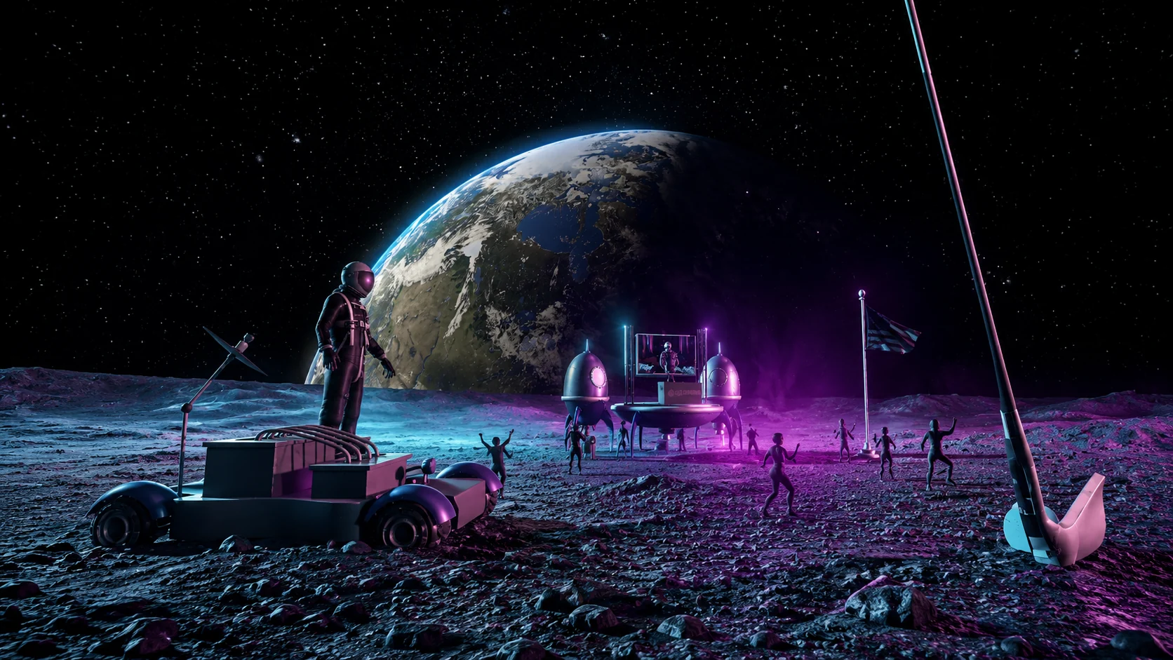 The Far Side of the Moon lunar stage for bands and live music